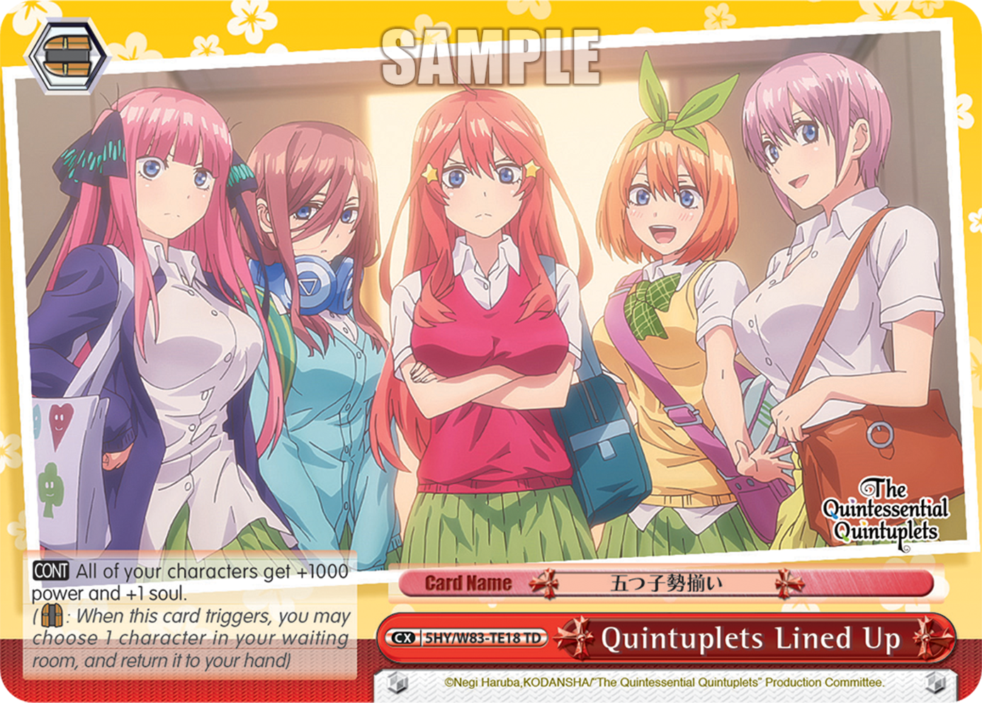 Quintuplets Lined Up 5HY/W83-TE18