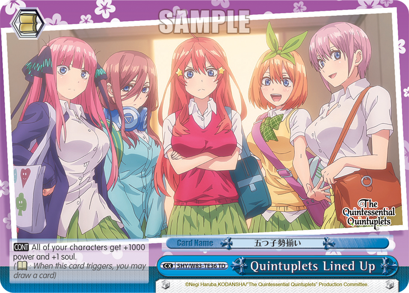 Quintuplets Lined Up 5HY/W83-TE36