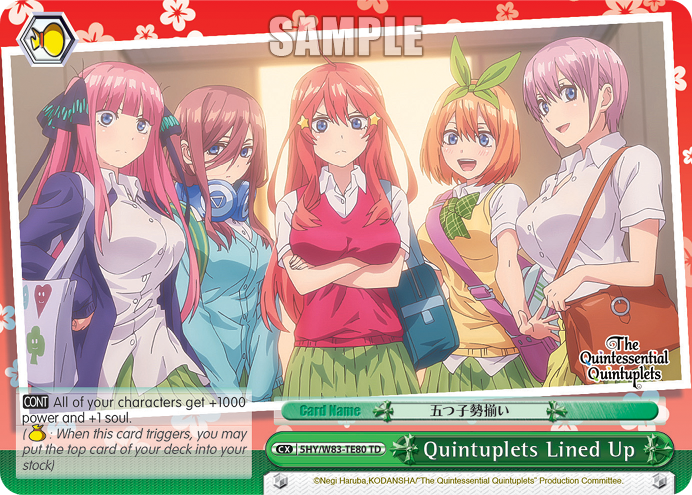 Quintuplets Lined Up 5HY/W83-TE80