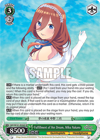 Fulfillment of Her Dream, Miku Nakano