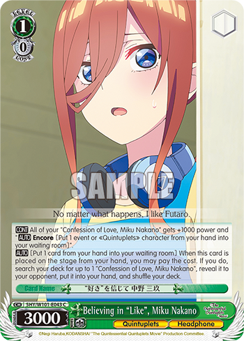 Believing in "Like", Miku Nakano