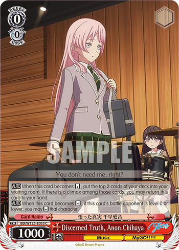 Discerned Truth, Anon Chihaya BD/W125-E053