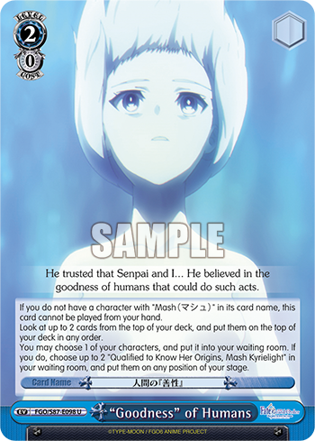 "Goodness" of Humans FGO/S87-E098