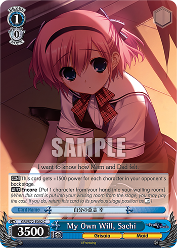 My Own Will, Sachi GRI/S72-E092