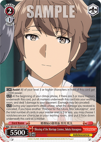 Blessing of the Marriage License, Sakuta Azusagawa SBY/W114-E072S