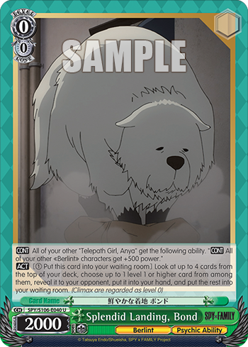 Splendid Landing, Bond