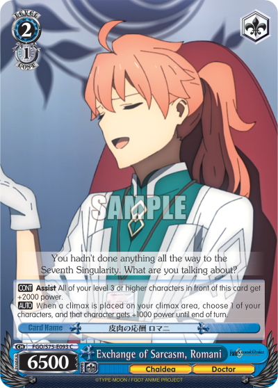 Exchange of Sarcasm, Romani FGO/S75-E093