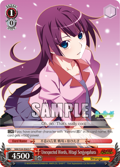Unexpected Words, Hitagi Senjyogahara