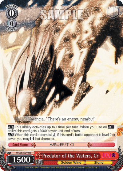 Predator of the Waters, Cr